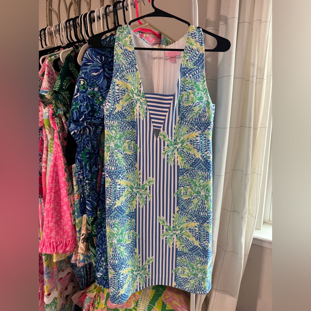 Lilly Pulitzer Blue and Green Stretch Mini Dress